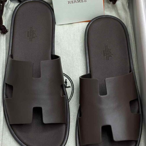 Men's Leather Pam Sandals Black-H-S-114