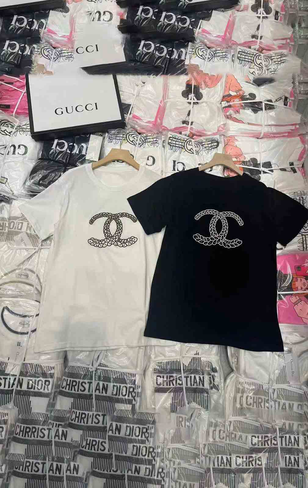 Black Cotton Chanel T- Shirt -C-T-101