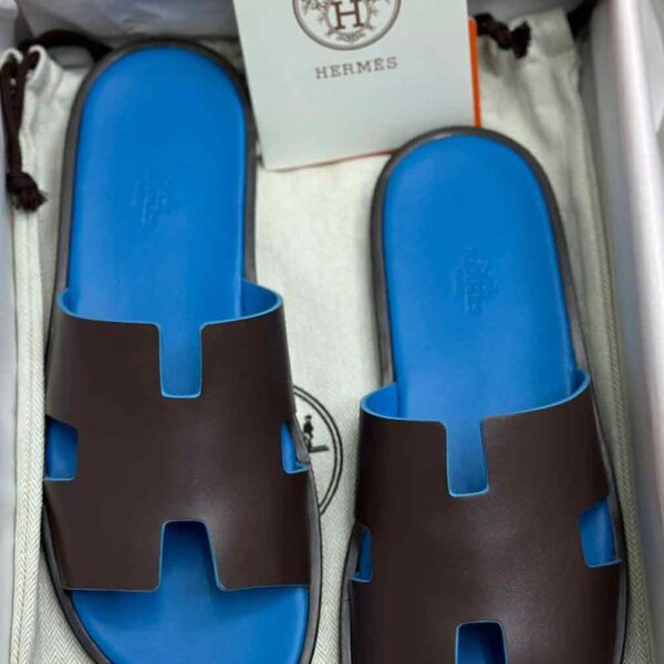 Hermes Mens Slide Sandals Blue