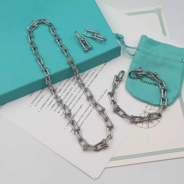 Tiffany Style Silver Necklace Set