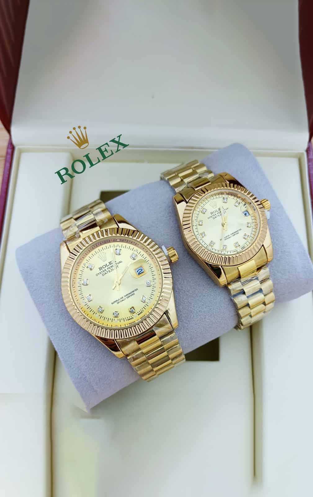 Golden Gold Rolex Couple Watch-R-W-04
