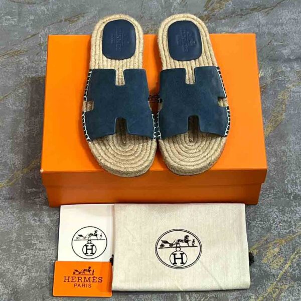 Hermes Antigua Tan Blue Sandals