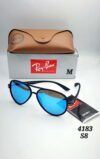 Matte Black Blue Mirror Sunglasses-4189S8