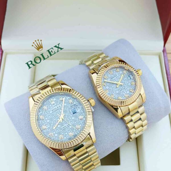 Silver Dial Rolex Couple Watch-R-W-09