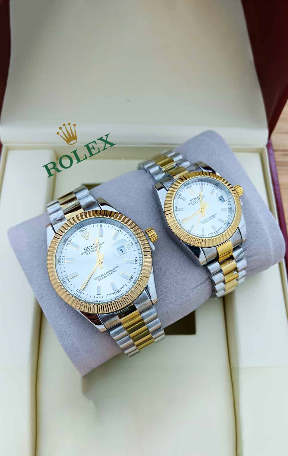 Silver Tone Rolex Couple Watch-R-W-06