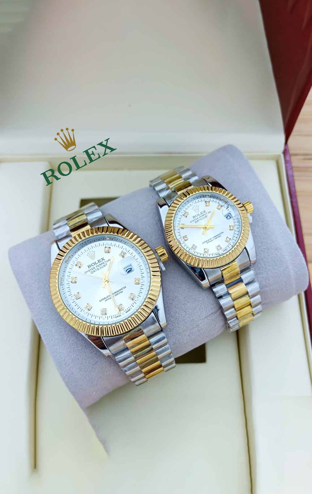 Silver Tone Rolex Couple Watch-R-W-07